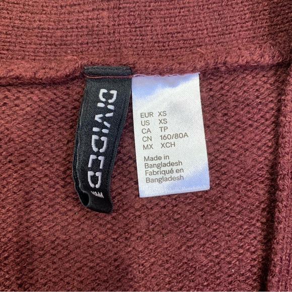 Divided H&M Deep Wine Open Cardigan with Pockets Size XS - Picture 3 of 11